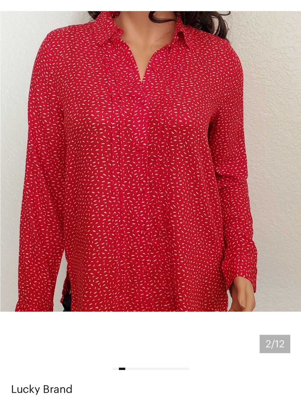Lucky Brand Red Patterned Button-Down Shirt